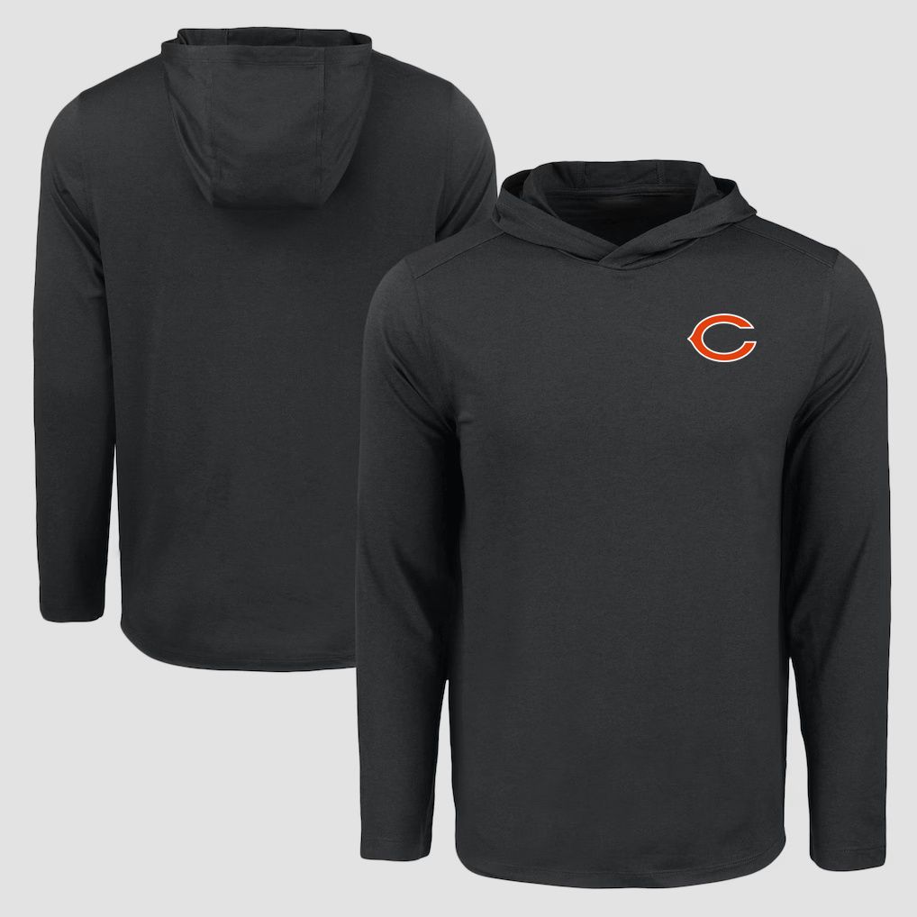 Men 2026 NFL Chicago Bears Hooded long sleeved T-shirt black 06->->Sports Accessory